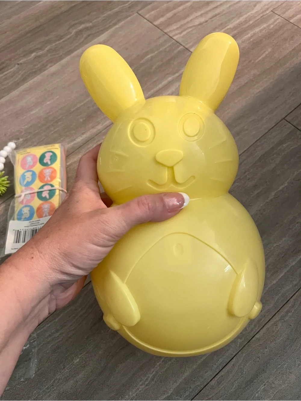 Set 4 Jumbo Easter Bunny Plastic Fillable Eggs Container Candy Garland Stickers